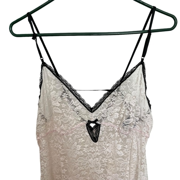 Apt.9 Chemise with Straps Womens XL Floral Black Lace Trim Retro Classic Ivory - Picture 2 of 7